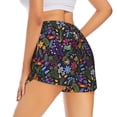 thumbnail image 2 of Uemuo Flowers And Birds Pattern Women's Athletic Shorts High Waisted Running Shorts with Liner Pockets Gym Elastic Workout Shorts-, 2 of 9