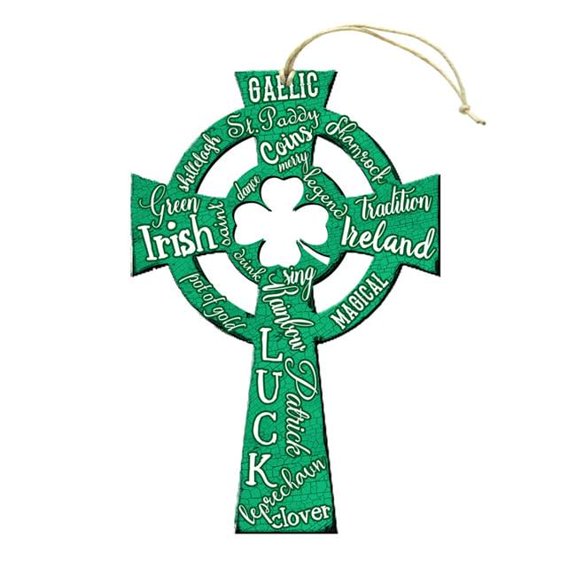 Designocracy 99751W-O Irush Luck Cross Wooden Ornament