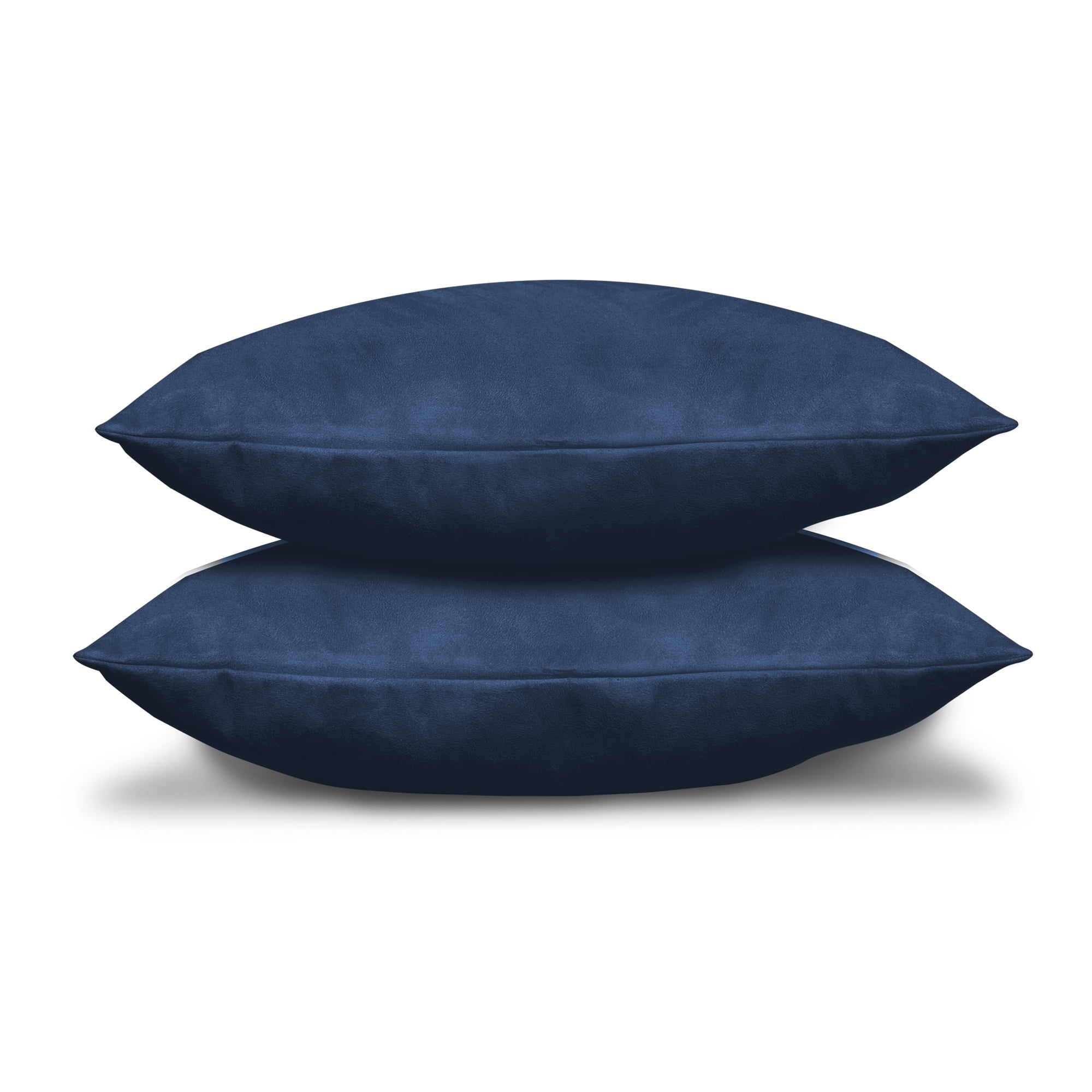 Pack of 2 Solid Faux Suede Soft Decorative Square European Pillow Covers for Sofa Living Room and Bedroom (26 x 26, Navy)