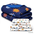 thumbnail image 4 of Set de 5 Piezas Edredón Acolchado y Sábanas Infantil Matrimonial Dreamlab, Colcha para Cualquier Temporada, Hipoalergénica, Diseño Espacio, Color Azul, 4 of 5