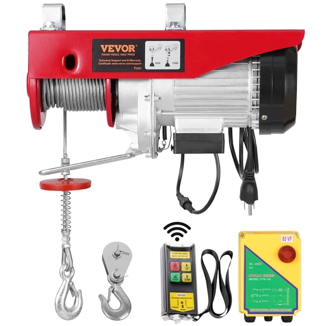 Polipasto eléctrico VEVOR 800 kg/1760 libras 120 V con control remoto de 100 m