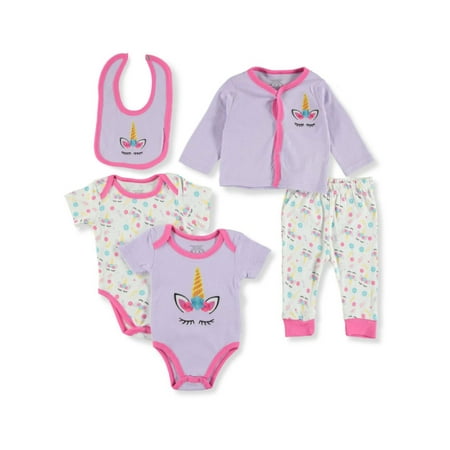 

Sweet & Soft Baby Girls Unicorn 5-Piece Layette Gift Set - purple/multi 3 - 6 months (Newborn)