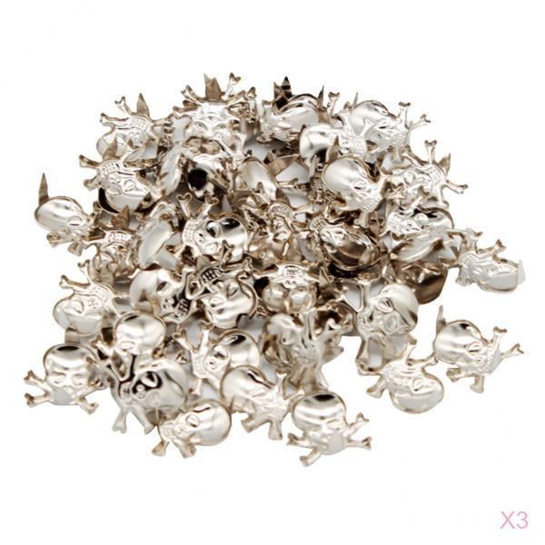 150Pcs Retro Silver Skull Rivet Studs Claw for DIY Shoes Bags Leather Craft 