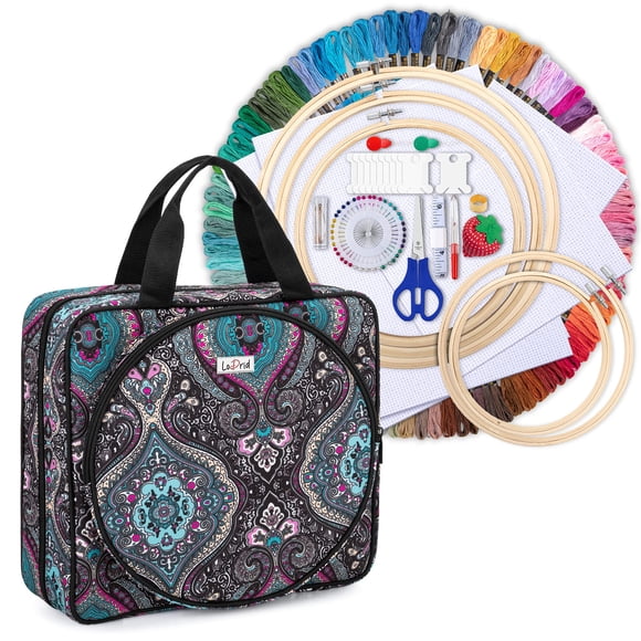 Kit de bordado LodRid, bolsa de bordado para proyectos con kit de inicio