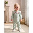thumbnail image 6 of RUINIXCW Toddler Baby Girls Striped Pajamas Set Kids Little Girls Spring Fall Winter PJS Sleepwear Cherry Peter Pan Collar Long Sleeve Tops Pants Set, 6 of 10