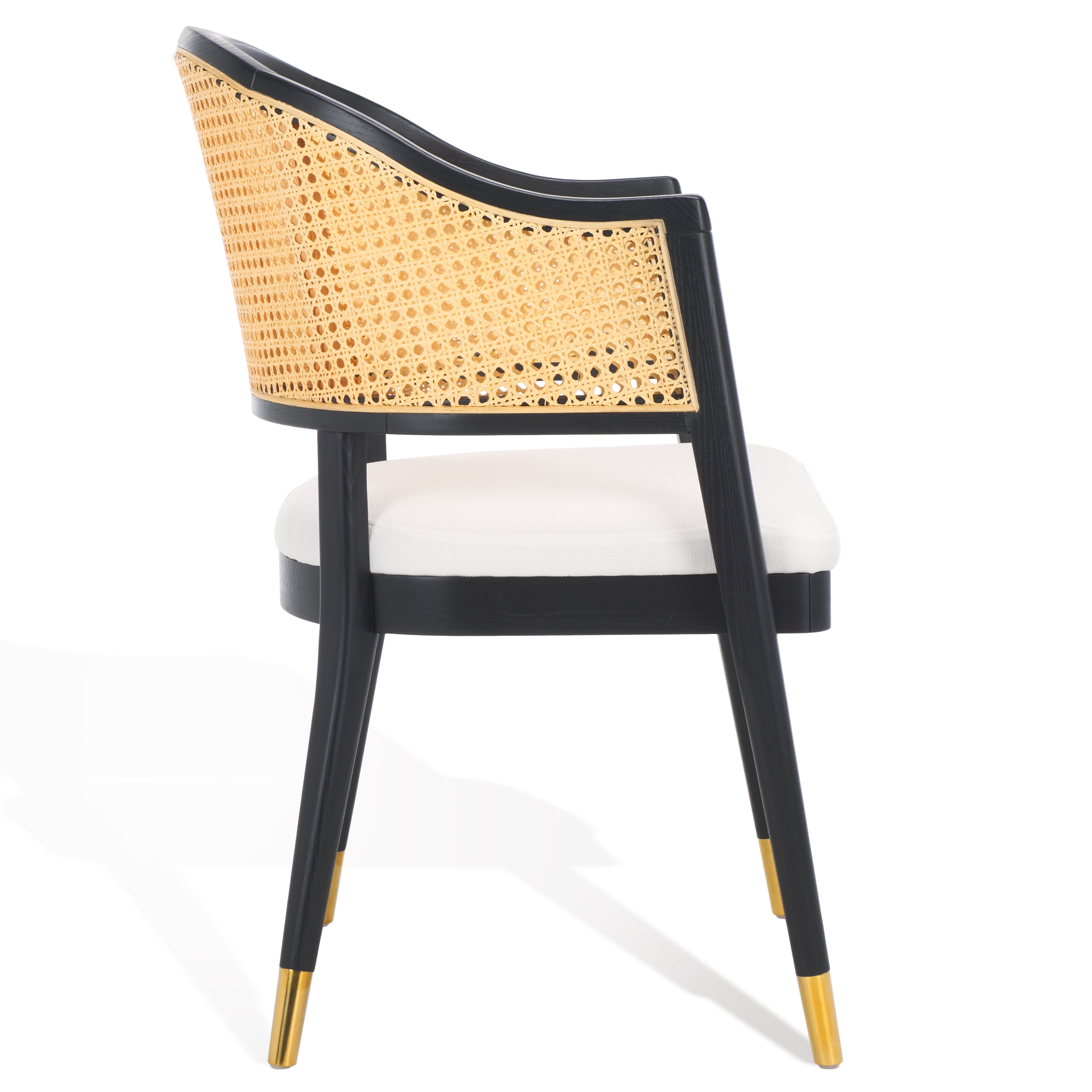 SAFAVIEH Couture Rogue Mid-Century Linen Solid Dining Chair, Black/Natural