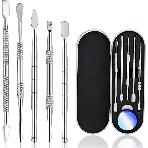Wax Carving Tools Dab Stainless Steel Set with Metal Case for Jewellery, Sculpting, Modeling, Scraping Mini 5 Pcs (Silver)--