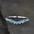 thumbnail image 3 of 1.10Ct Round Cut Lab Created Aquamarine Women's Curved Wedding Eternity Band Ring 14K White Gold Plated, 3 of 4