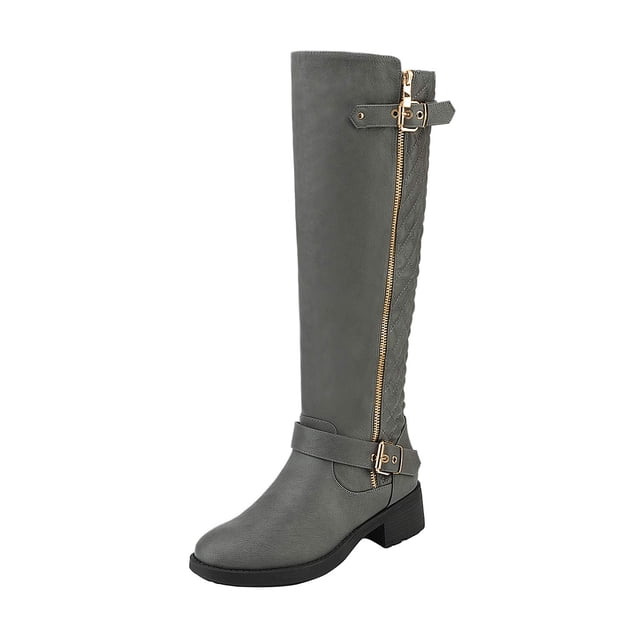 Botas Altas Hasta la Rodilla para Mujer DREAM PAIRS con Pantorrilla Ancha Gris 43 cm
