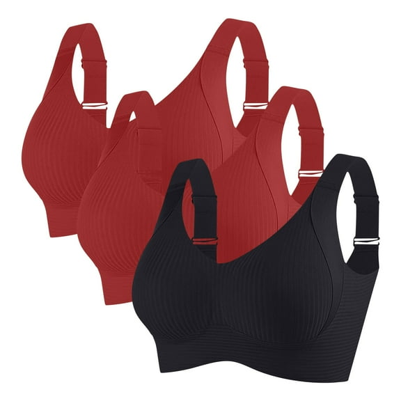 ylioge Sports Bras for Women Plus Size M-4X 3 Pack Wireless Push Up Bralettes High-Impact Multipack Breathable Support Workout Yoga Underwear Bra