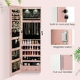 thumbnail image 6 of Moccha Wall Door Jewelry Armoire, 47.5" H Full Length Mirrored Jewelry Cabinet with 2 LED Lights and 2 Drawers, Lockable Jewelry Cabinet, Jewelry Organizer Storage for Bedroom, Pink, 6 of 9