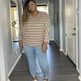 thumbnail image 5 of Plus Size Taupe Striped Sleeve Top Size 1X, 5 of 7