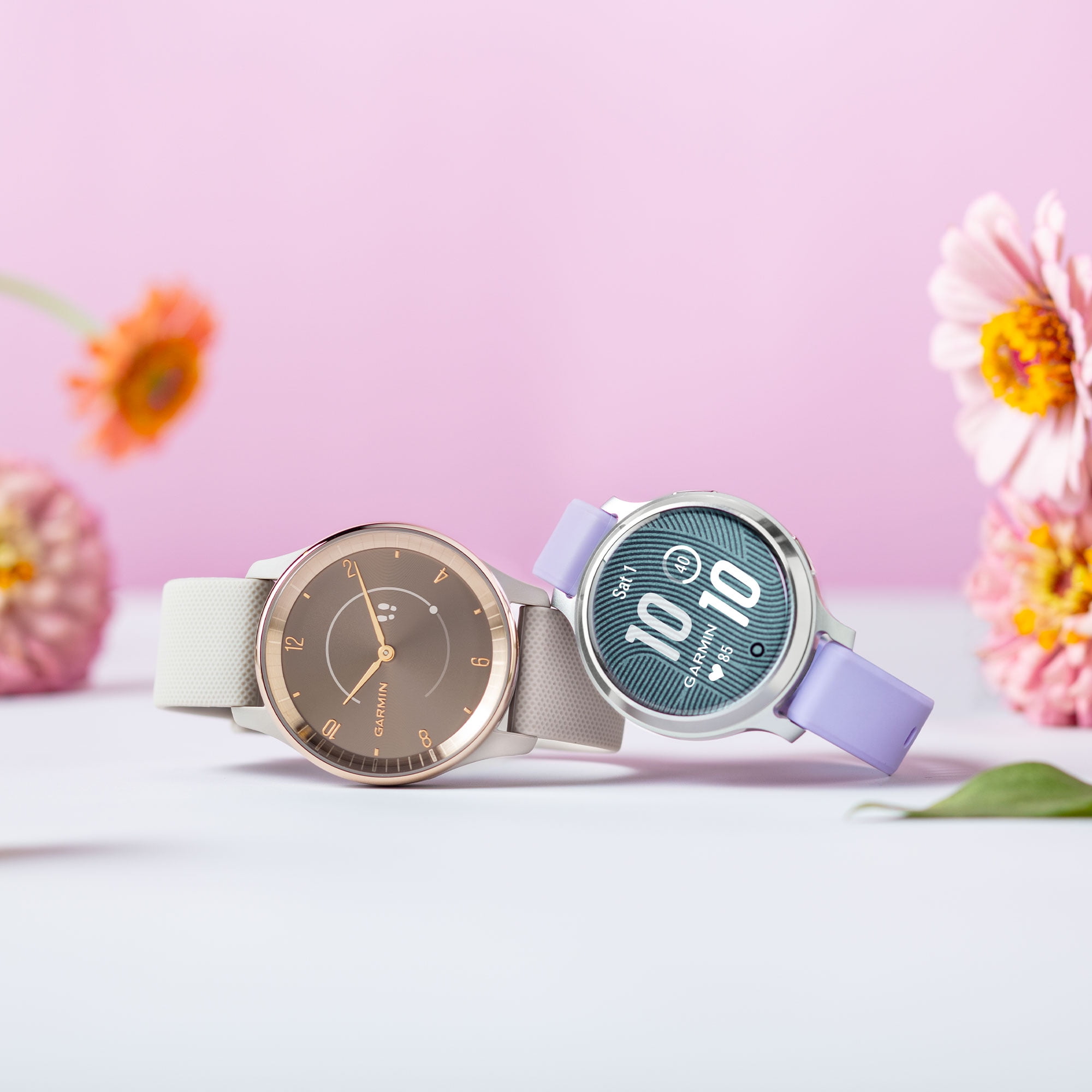 Garmin Lily 2 Classic Smartwatch Stylish Cream Gold with Tan (010-02839-02) Fitness Smart Watch Earbud Bundle