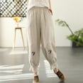 thumbnail image 5 of Edvintorg Lightweight Pants for Women Casual Summer Elastic High Waist Cotton and Linen Pants with Pockets Vintage Plus Size Sweatpants Women Beige XXXXL, 5 of 7