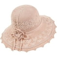 thumbnail image 1 of Womens Ruffled Flowers Summer Beach Hat Wide Brim Knitted Sun Hats Foldable Floppy Summer Cap for Travel Decoration, 1 of 5