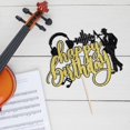 thumbnail image 2 of Saxofón Cake Topper Happy Birthday con purpurina negra y dorada, 2 of 7