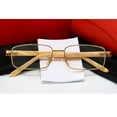 thumbnail image 4 of Large Luxury Men's Classic Square Retro 90's Aviator Gold Frame Eye Glasses Tan Arm Vintage Rectangle Hip Hop Clear Lens Pilot Glasses, 4 of 8