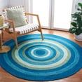 thumbnail image 2 of SAFAVIEH Braided Fechin Bordered Machine Washable Reversible Area Rug, Aqua/Green, 4' x 4' Round, 2 of 8