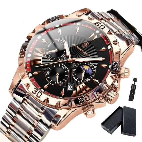 POEDAGAR Luxury Multi-Function Men's Quartz Watch Waterproof Luminous Chronograph Date Men's Watch Stainless Steel Quartz Men's Watch