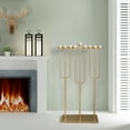 thumbnail image 4 of Modern Metal Hanukkah Menorah 9 Branch Tea Light Candle Holders 22.75" W, 4 of 11