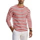 thumbnail image 4 of Ceisia Men's Spring Fall Casual Regular Fit Crew Neck Long Sleeve T-Shirt Multi-Color Striped Cotton-Like Jersey Stretch Fabric Wine XXL Gifts, 4 of 6