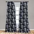 thumbnail image 5 of Ambesonne Floral Curtains, Chrysanthemum Blooming, Pair of 28"x84", Indigo Pale Grey, 5 of 5