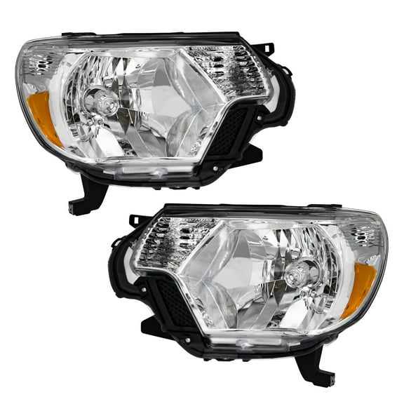 ADCARLIGHTS Compatible with 2012 2013 2014 2015 Toyota Tacoma Headlights Chrome Housing Amber Reflector Driver and Passenger Side