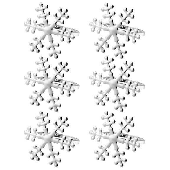 Masteelf 6 Pcs Golden Napkin Rings Fall Christmas Snowflake Buckle Banquet