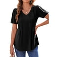 thumbnail image 5 of Fantaslook Blouses for Women Dressy Casual V Neck Pleated Tunic Tops Summer Short Sleeve Boho Shirts, 5 of 9
