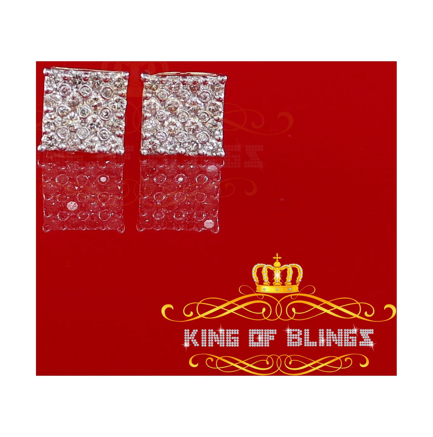King of Bling's 10K Real Yellow Gold with 1.00CT Real Diamond Men's/Women's Stud Square Earrings
