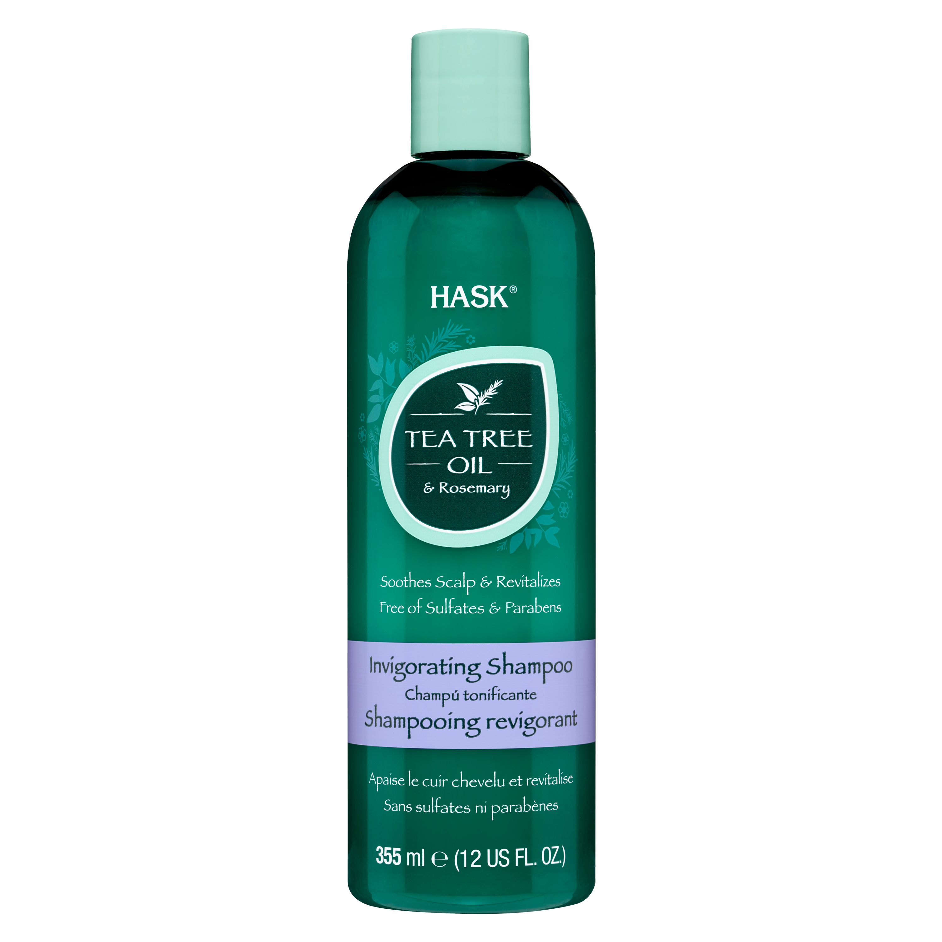 HASK Invigorating Shampoo Sulfate Free Tea Tree Oil and Rosemary, 12 fl