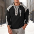 thumbnail image 5 of Men’s Sweatshirts Long Sleeve Pullover Patchwork Plaid Hoodie Casual Top, 5 of 5