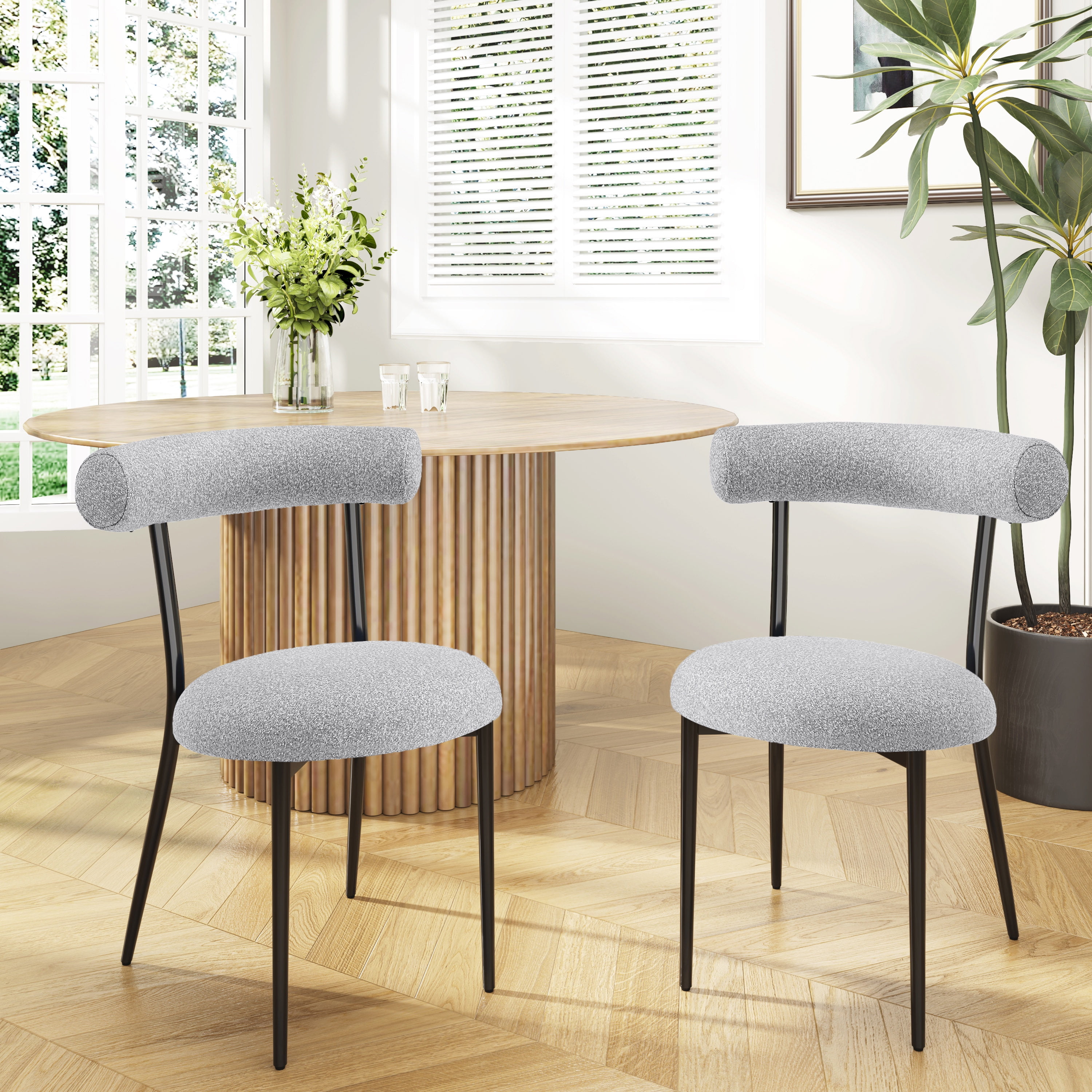 Euroco Set of 2 Modern Upholstered Barstools with Metal Frame and Open Back, 20.5'' Seat Height