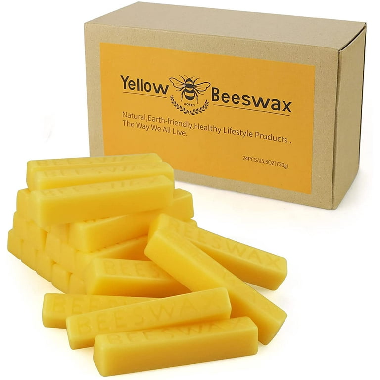 24oz Yellow Beeswax Bars, Organic Beeswax Bars 24 Pcs for DIY