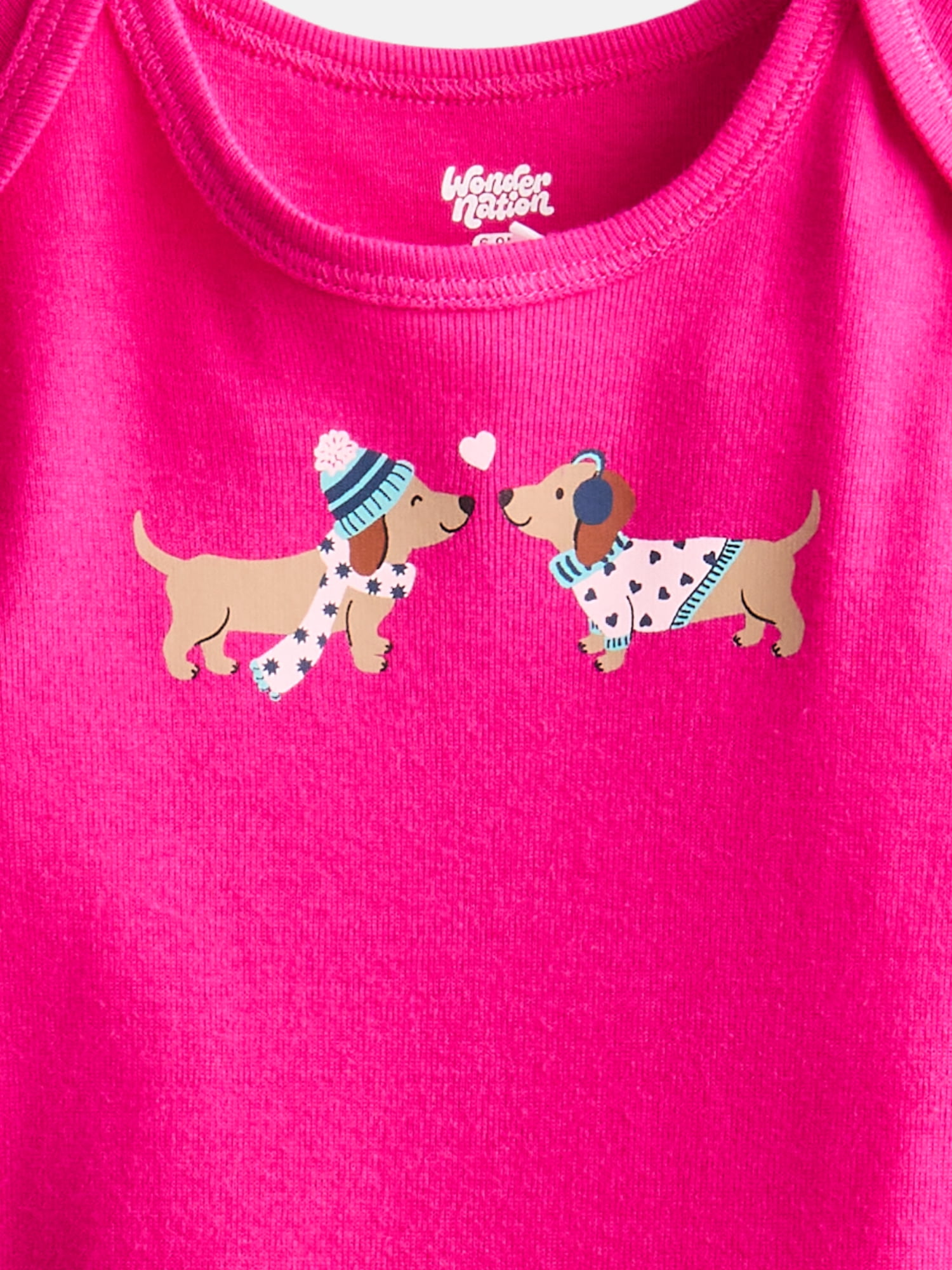 Wonder Nation Baby Girls’ Cotton Graphic Bodysuit with Long Sleeves, Sizes 0M-24M