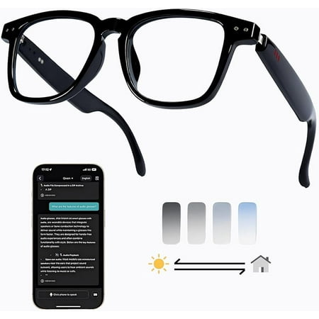 Wrongduck AI Smart Wireless Bluetooth Translation Glasses with Speakers, Real-Time 140+ Languages Translation for Travel Business Driving Sports