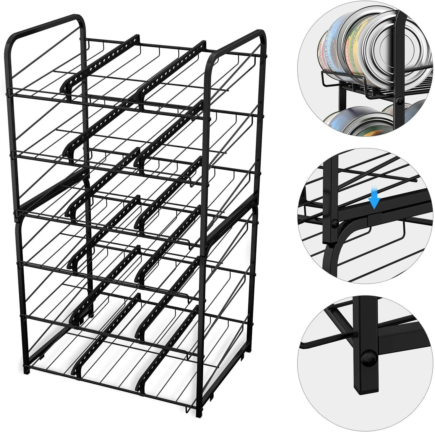 2 Pack Can Rack Organizer, Stackable Can Storage Dispenser Holds up to 72 Cans