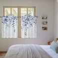 thumbnail image 4 of Blue Eucalyptus Kitchen Curtains, Botanical Plant Rustic Branch Floral Light Filtering Window Curtain Panels, 2Pcs Rod Pocket Window Treatments Set for Cabin Bathroom Bedroom 52x45 Inches, 4 of 9