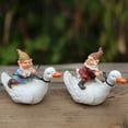 thumbnail image 5 of 4Pack Garden Decoration Resin Gnome Riding Duck Ornament Outdoor Sculpture Creative Miniature Pond Ornament, 5 of 10