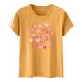 thumbnail image 3 of Camiseta de Manga Corta de Cuello Redondo con Patrones de Corazón de Moda de las Mujeres para Diario, Fiesta, Primavera Y Verano, 3 of 5