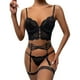 thumbnail image 1 of Gibobby Sujetador De Encaje Para Mujer Nueva sexy lencería de encaje ropa interior ropa de dormir anillo de pijamas liguero(Negro, XL), 1 of 5