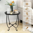 thumbnail image 3 of 1 Pack Outdoor Side Table, 14 Inch Small Round Outdoor End Table Metal Side Table, Weather Resistant Steel Patio Side Table for Patio Yard Balcony Garden Black, 3 of 8