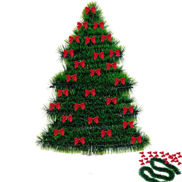 Fiudx Guirnalda Navideña con Ribete Verde y Blanco, Ribete de Copo de Nieve con Lazos Rojos, Decoración Festiva Diy, Ideal para Repisa de Chimenea de Árbol de Navidad, 2 Metros de Largo, Material de