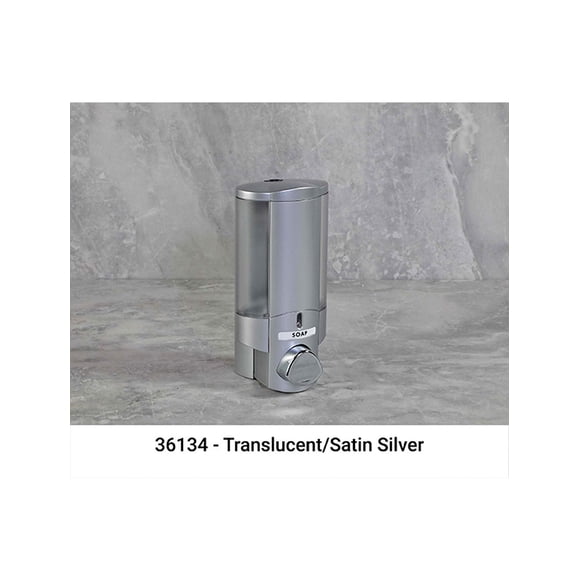 AVIVA Liquid Bath Amenities Dispenser 1-Chamber color Satin Silver & Transluscent 1/Pack