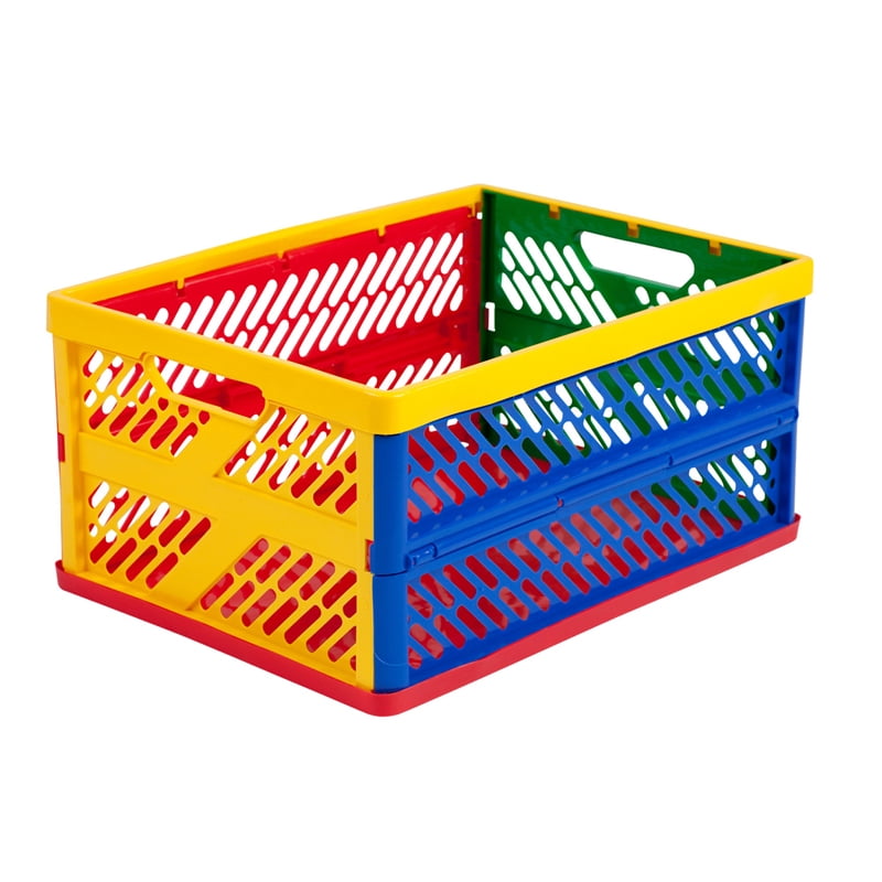 COLLAPSIBLE CRATES VENTILATED SIDES LARGE MULTICOLORED