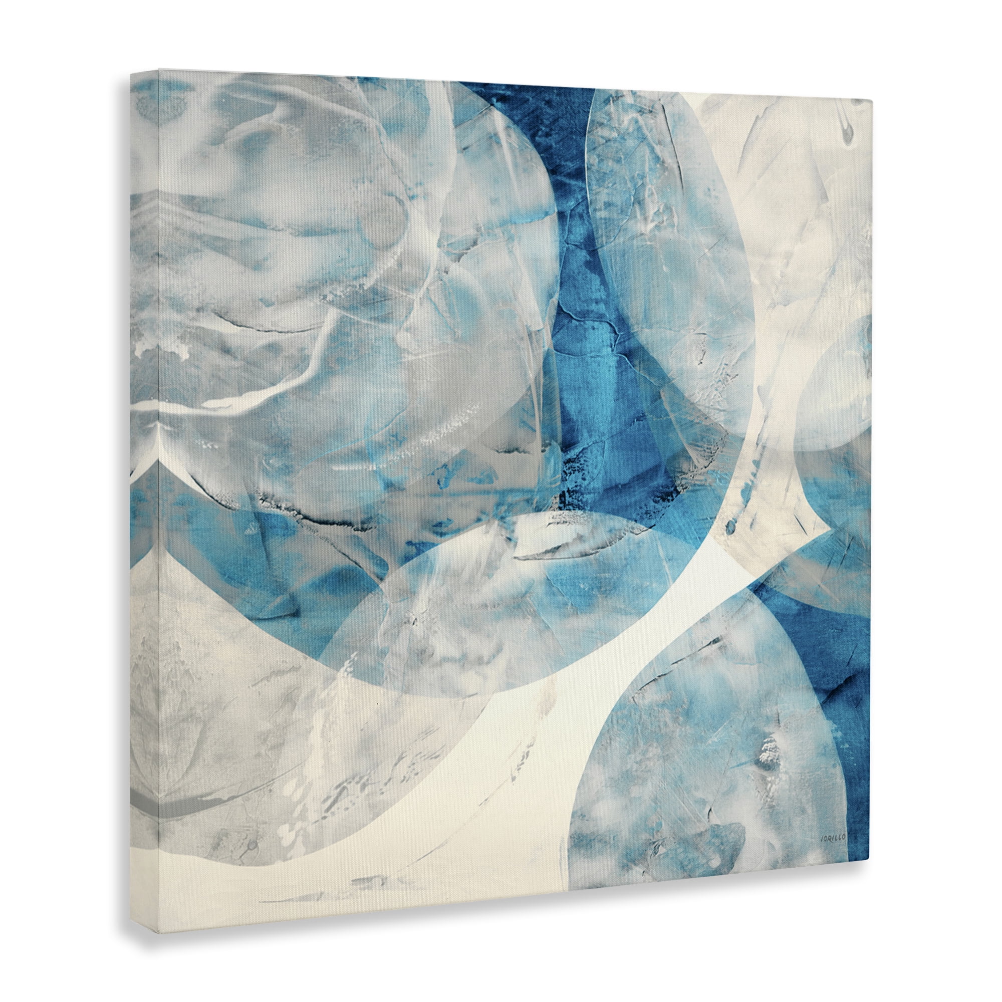 Stupell Industries Layered Blue Spheres Abstract Painting Gallery Wrapped Canvas Art Print Wall Art, 17 x 17