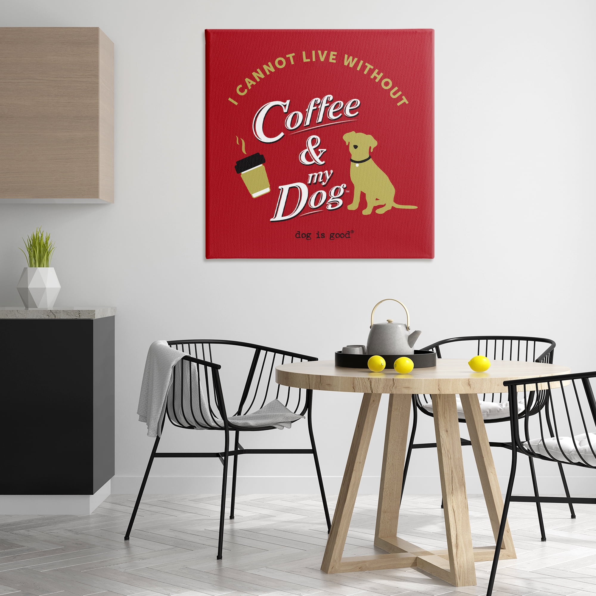 Stupell Industries Coffee & My Dog Animals Painting Wrapped Canvas Art Print Wall Art, 36 x 36