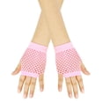thumbnail image 2 of XMMSWDLA Colored Nylon Short Fingerless Fishnet Gloves Elastic Stretch Retro Mesh Wrist Gloves For Women 80s Theme Party Halloween Costume Mesh Gloves Pink, 2 of 4