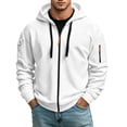 thumbnail image 6 of Hoodie For Men Full Zip Up Sweatshirts Long Sleeve Oversized Pullovers With Zipper Pockets Casual Fall Winter Coat White M, 6 of 6