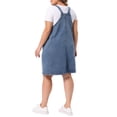 thumbnail image 3 of Agnes Orinda Women's Plus Size Denim Overalls Dress Adjustable Strap Bib Suspender Summer Casual Midi Jeans Dresses with Pockets 1X Gray Blue, 3 of 6